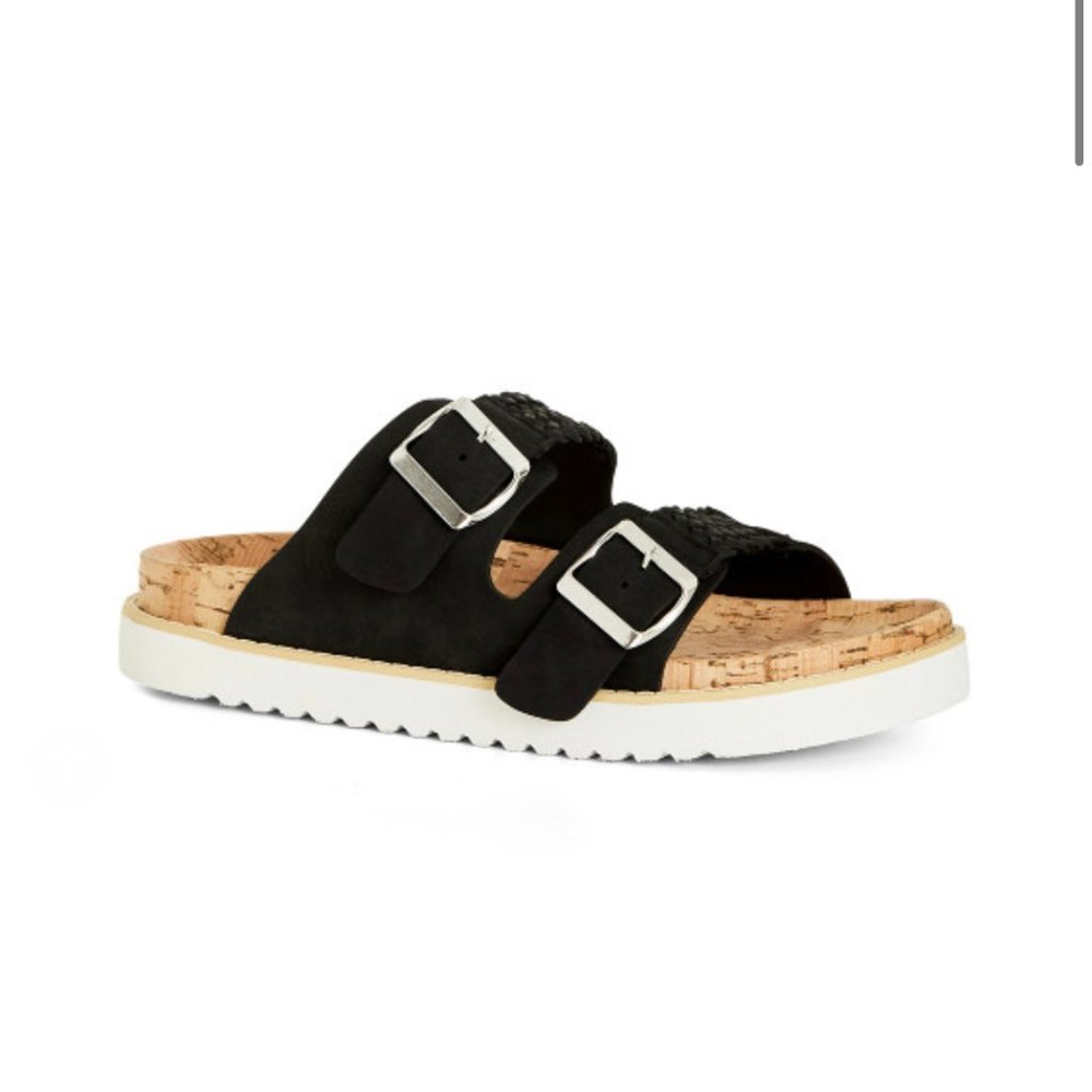 NEW Evans Wide Fit Chloe Plait Sandal Black - Size 10